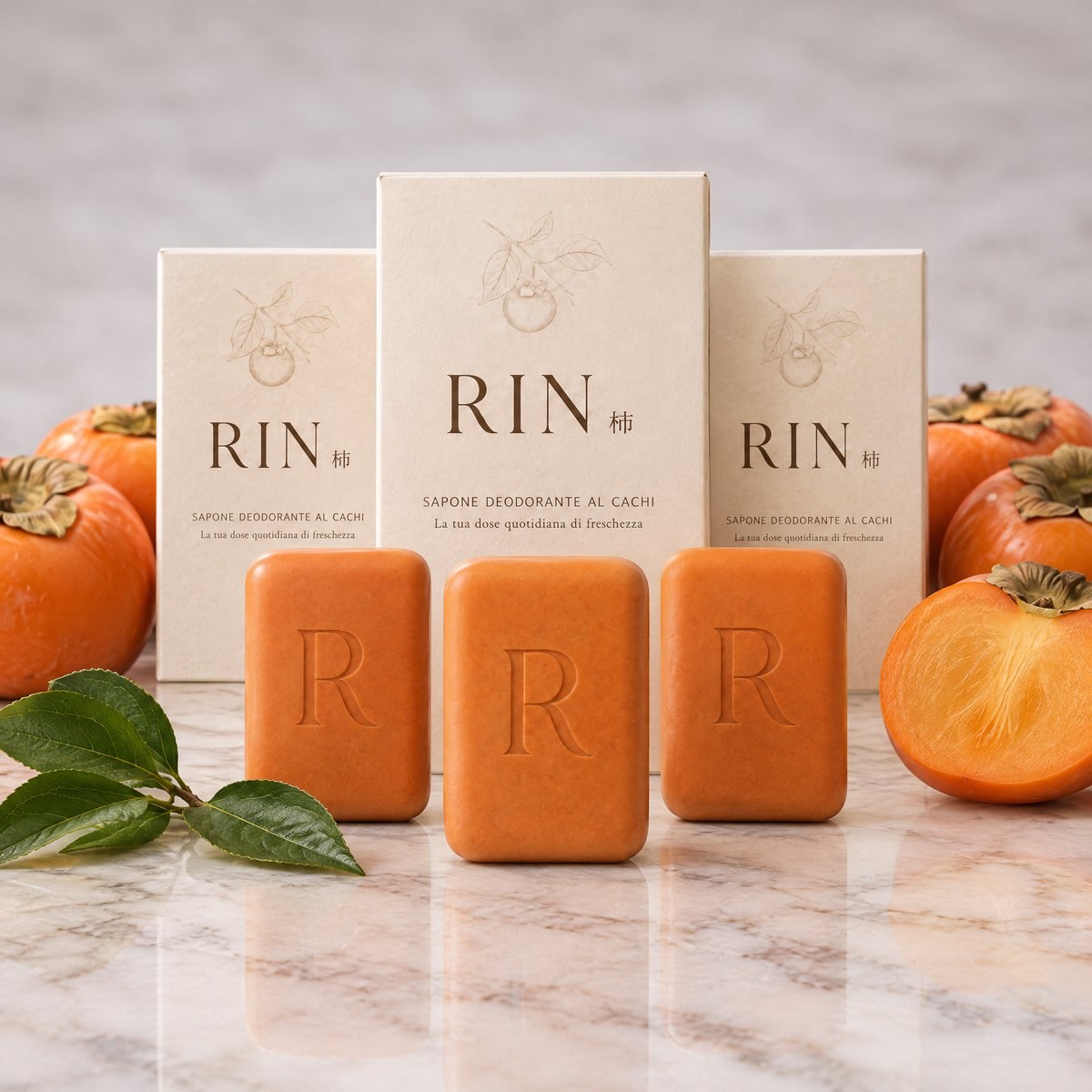 Le saponette RIN al cachi e le loro confezioni