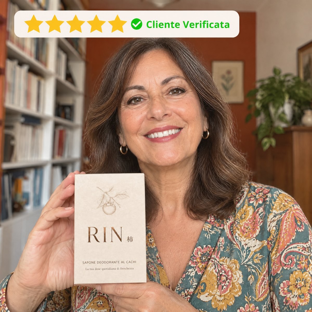 Rosanna, cliente verificata, con la confezione RIN